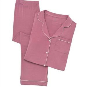 KYTE WOMEN'S LONG SLEEVE PAJAMA SET, Mulberry with cloud trim, size Large